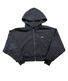 Dickies Logo Cropped Zip Hoodie Damen Schwarz Größe XS