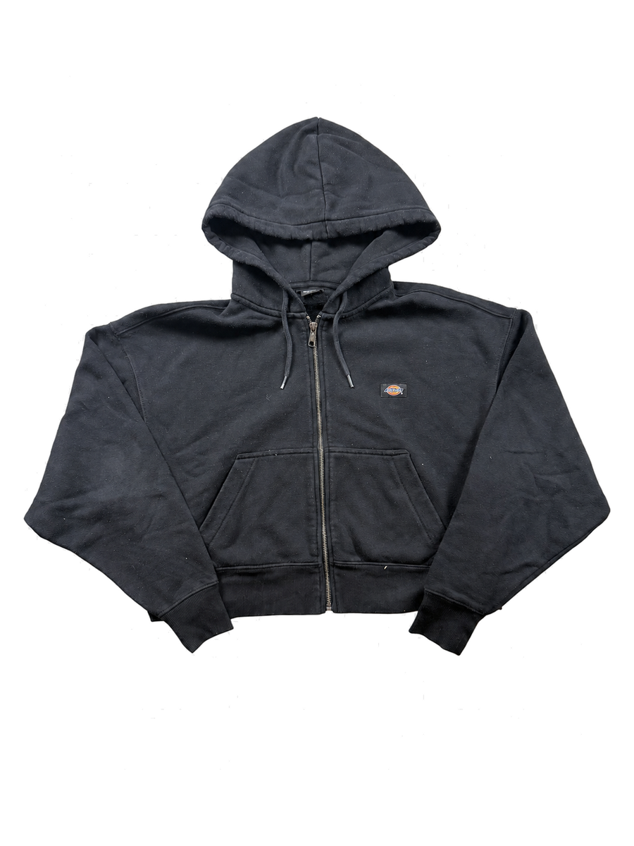 Dickies Logo Cropped Zip Hoodie Damen Schwarz Größe XS