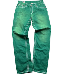 True Religion Big Stitch Vintage Jeans Herren Grün L