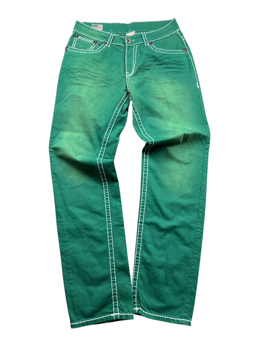 True Religion Big Stitch Vintage Jeans Herren Grün L