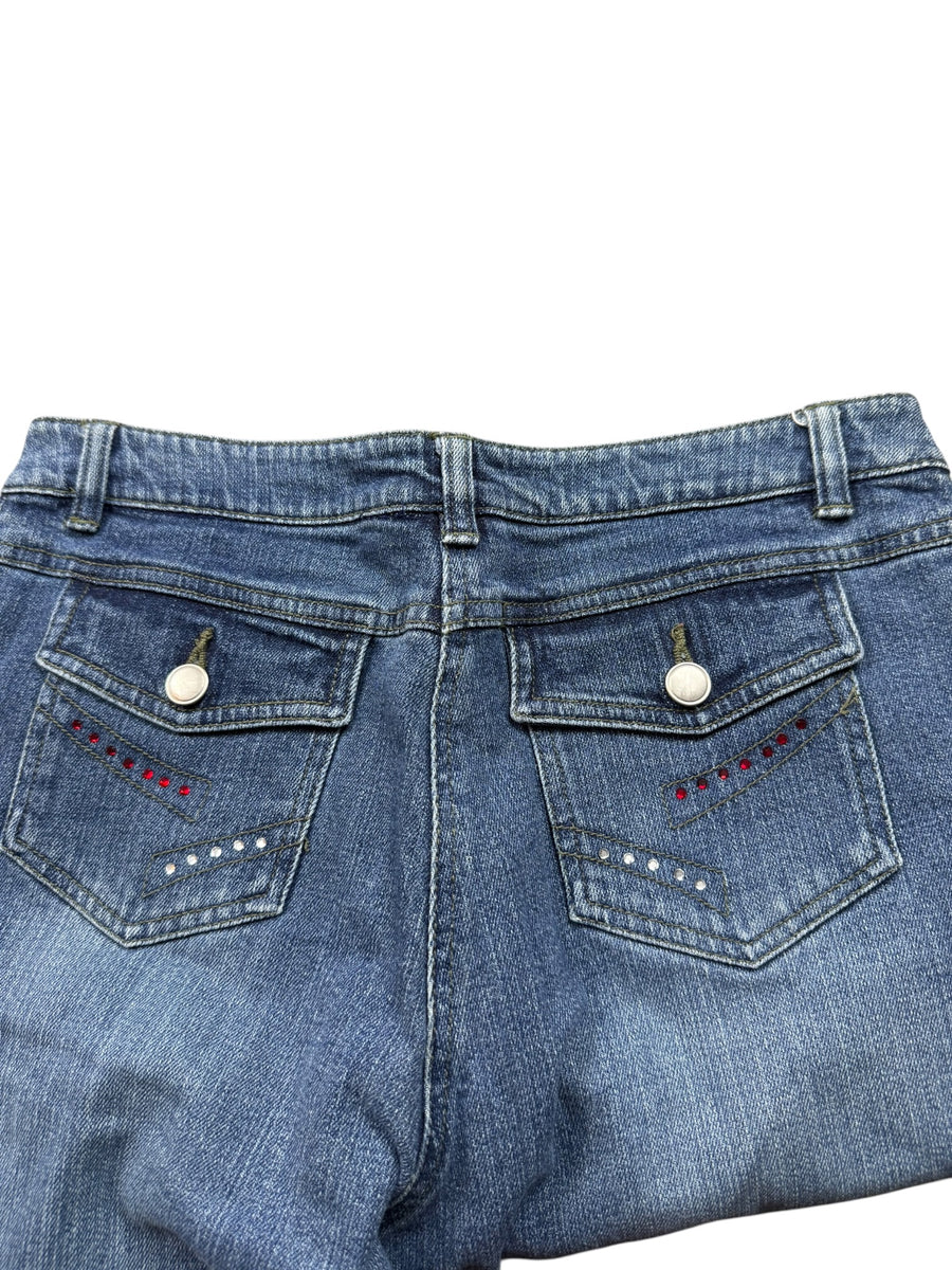 Blue Motion Strass Vintage Schlagjeans Damen Blau M