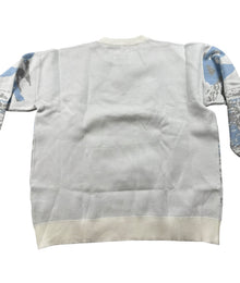 Cityscape Jacquard Vintage Sweater Herren Grau Blau XL