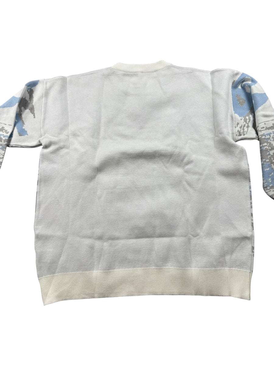 Cityscape Jacquard Vintage Sweater Herren Grau Blau XL