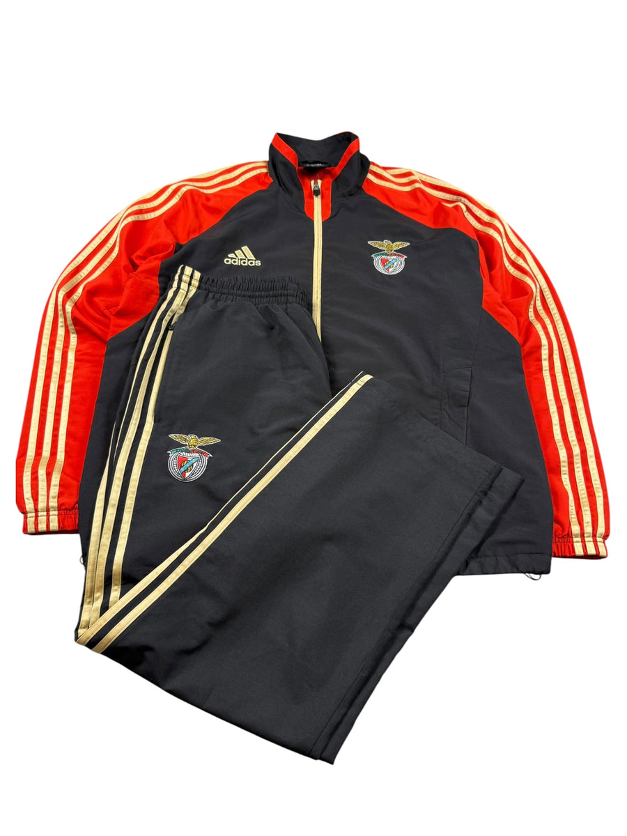 Adidas Benfica Lissabon Vintage Tracksuit Herren Schwarz Rot Gold L
