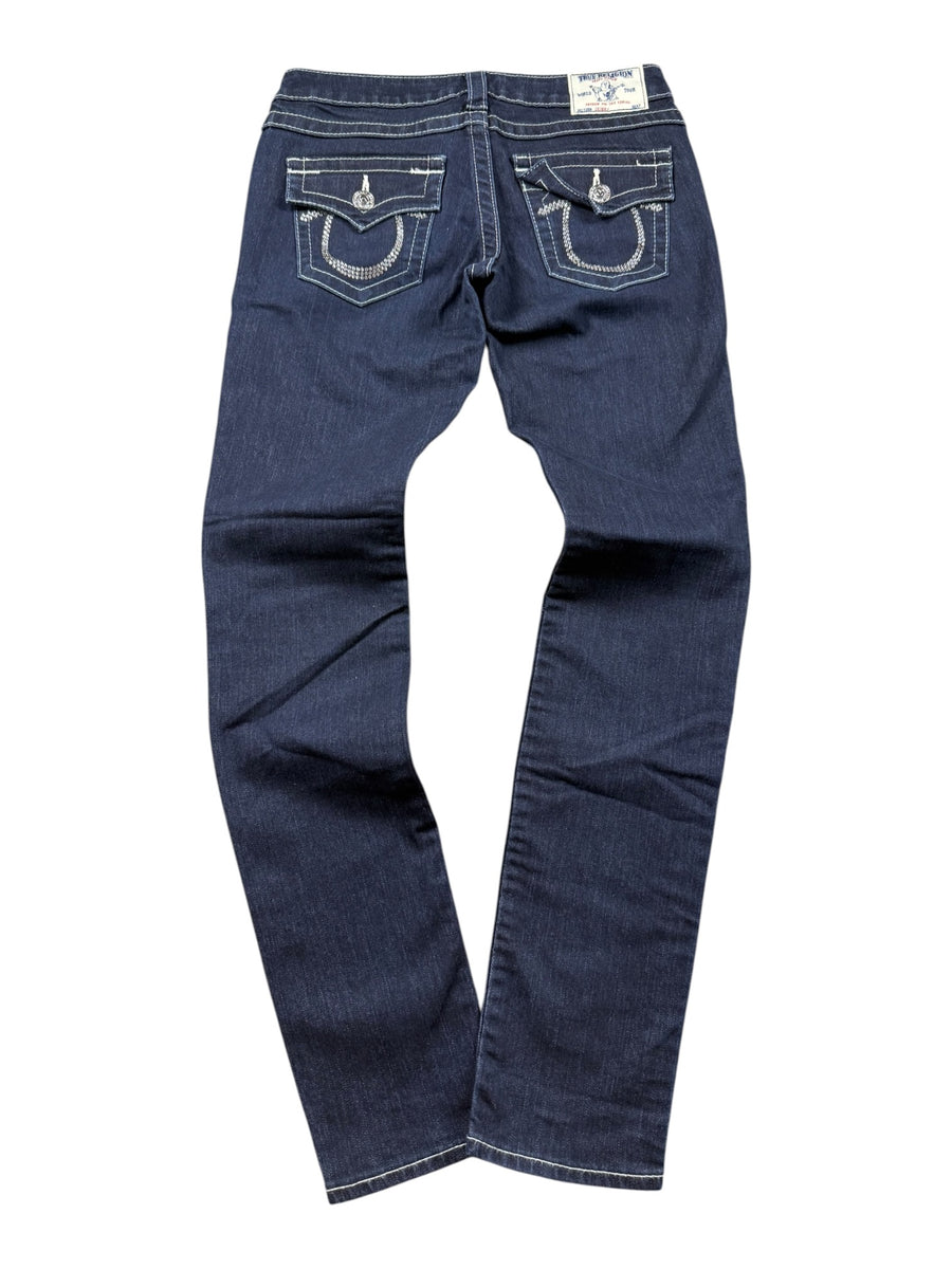 True Religion Low Waist Strass Vintage Jeans Damen Dunkelblau S