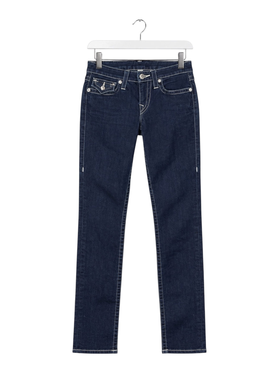 True Religion Low Waist Strass Vintage Jeans Damen Dunkelblau S