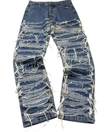 Faith Project Couture Destroyed Vintage Jeans Herren Blau M