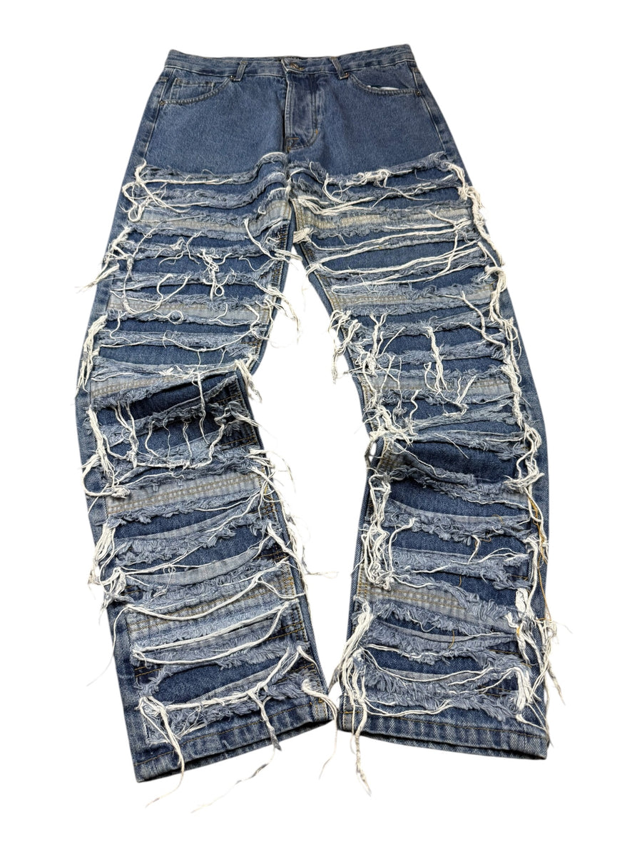 Faith Project Couture Destroyed Vintage Jeans Herren Blau M