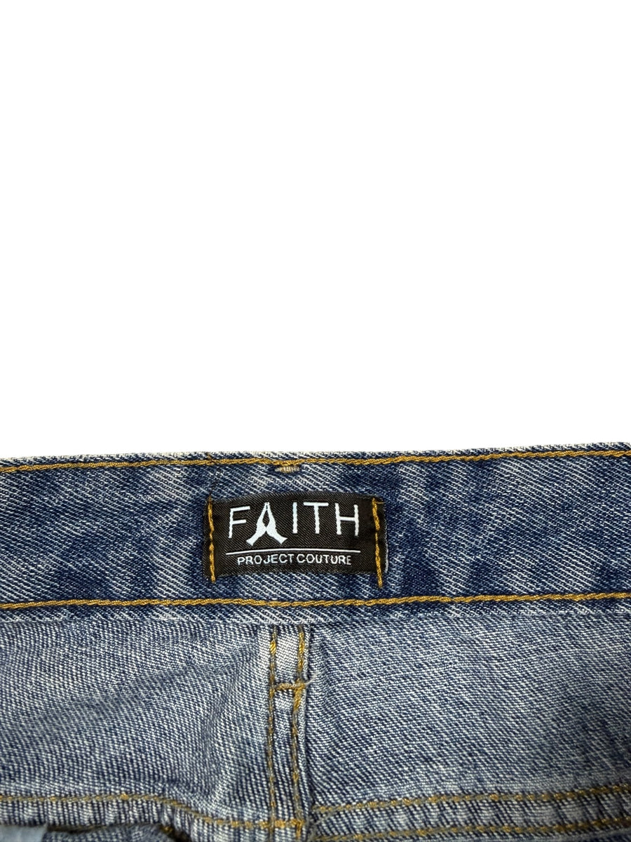 Faith Project Couture Destroyed Vintage Jeans Herren Blau M