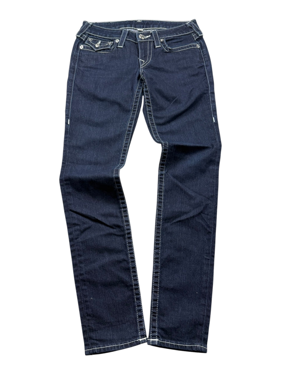 True Religion Low Waist Strass Vintage Jeans Damen Dunkelblau S