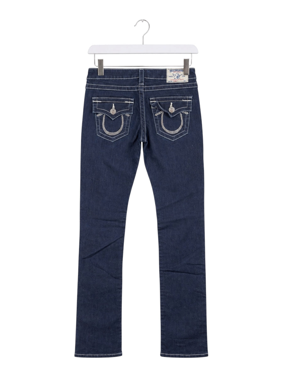True Religion Low Waist Strass Vintage Jeans Damen Dunkelblau S