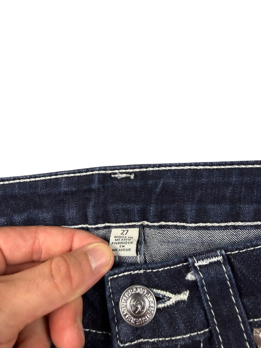 True Religion Low Waist Strass Vintage Jeans Damen Dunkelblau S