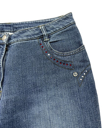 Blue Motion Strass Vintage Schlagjeans Damen Blau M