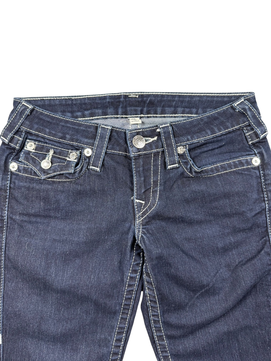 True Religion Low Waist Strass Vintage Jeans Damen Dunkelblau S