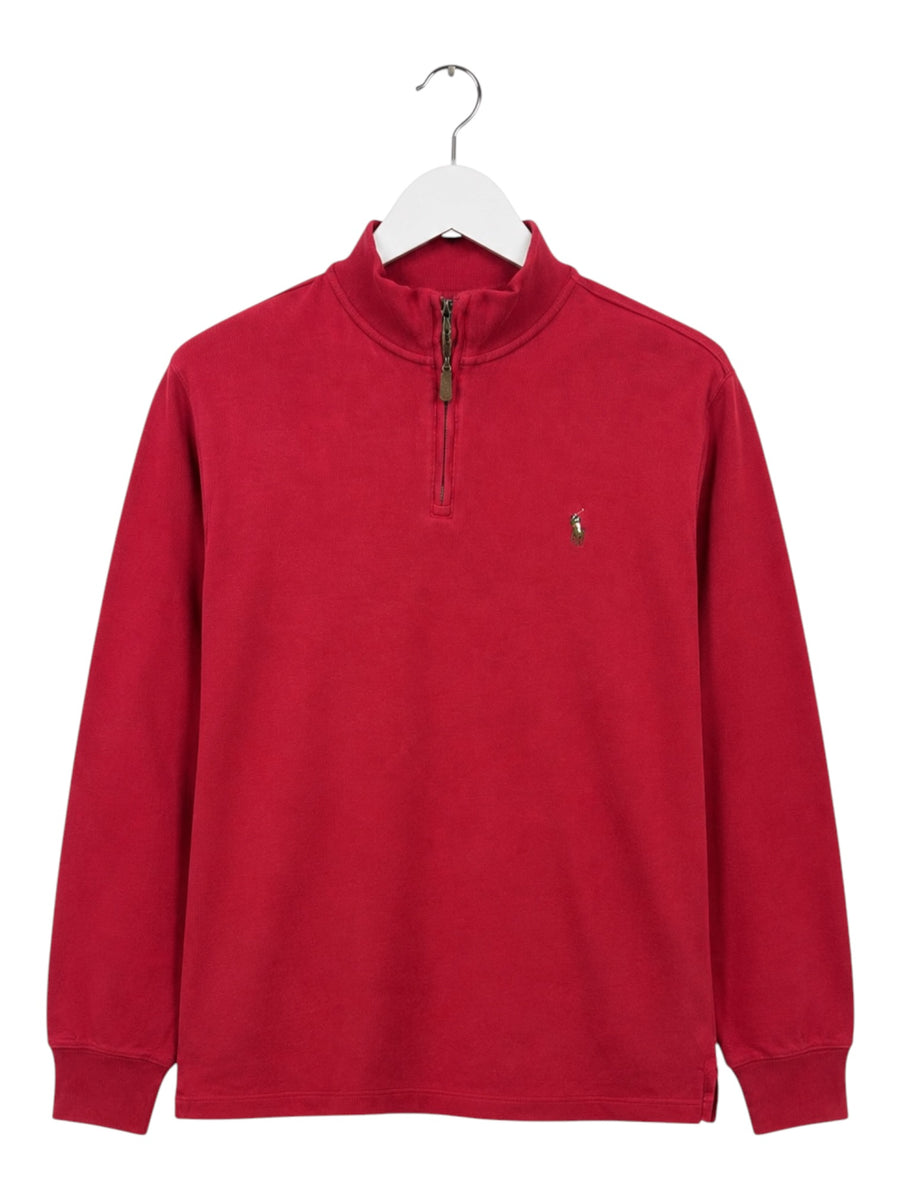 Ralph Lauren Pony Vintage Half Zip Sweater Herren Rot XL