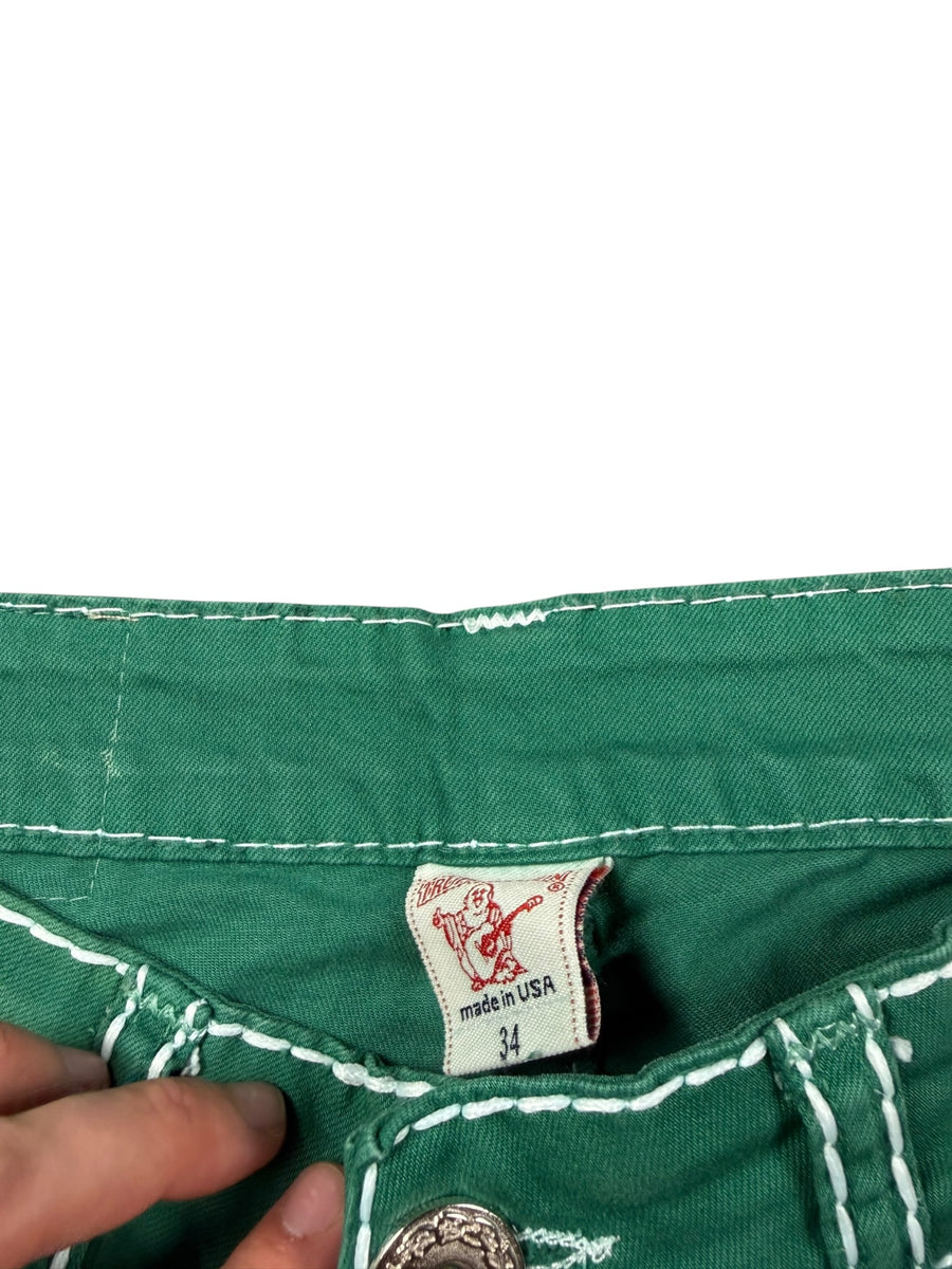 True Religion Big Stitch Vintage Jeans Herren Grün L
