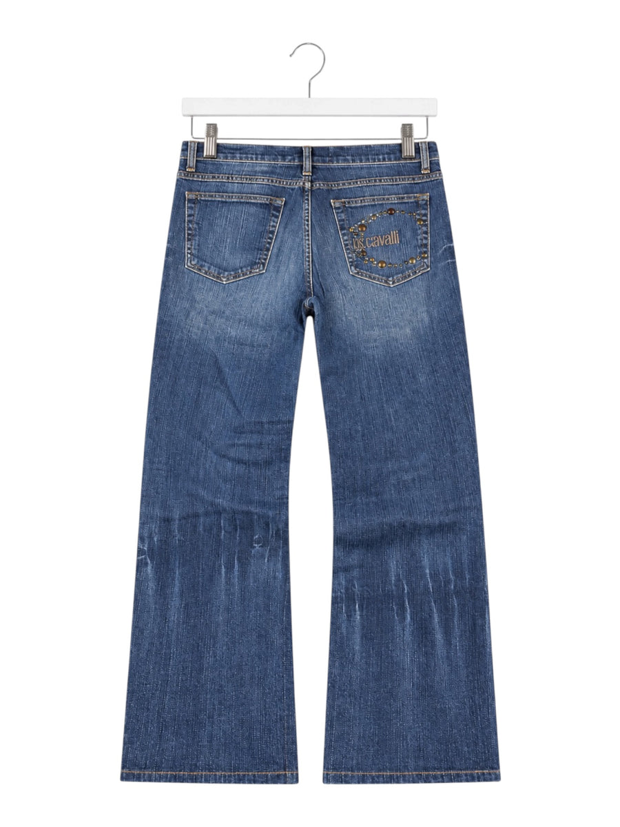 Just Cavalli Nieten Vintage Bootcut Jeans Damen Blau L