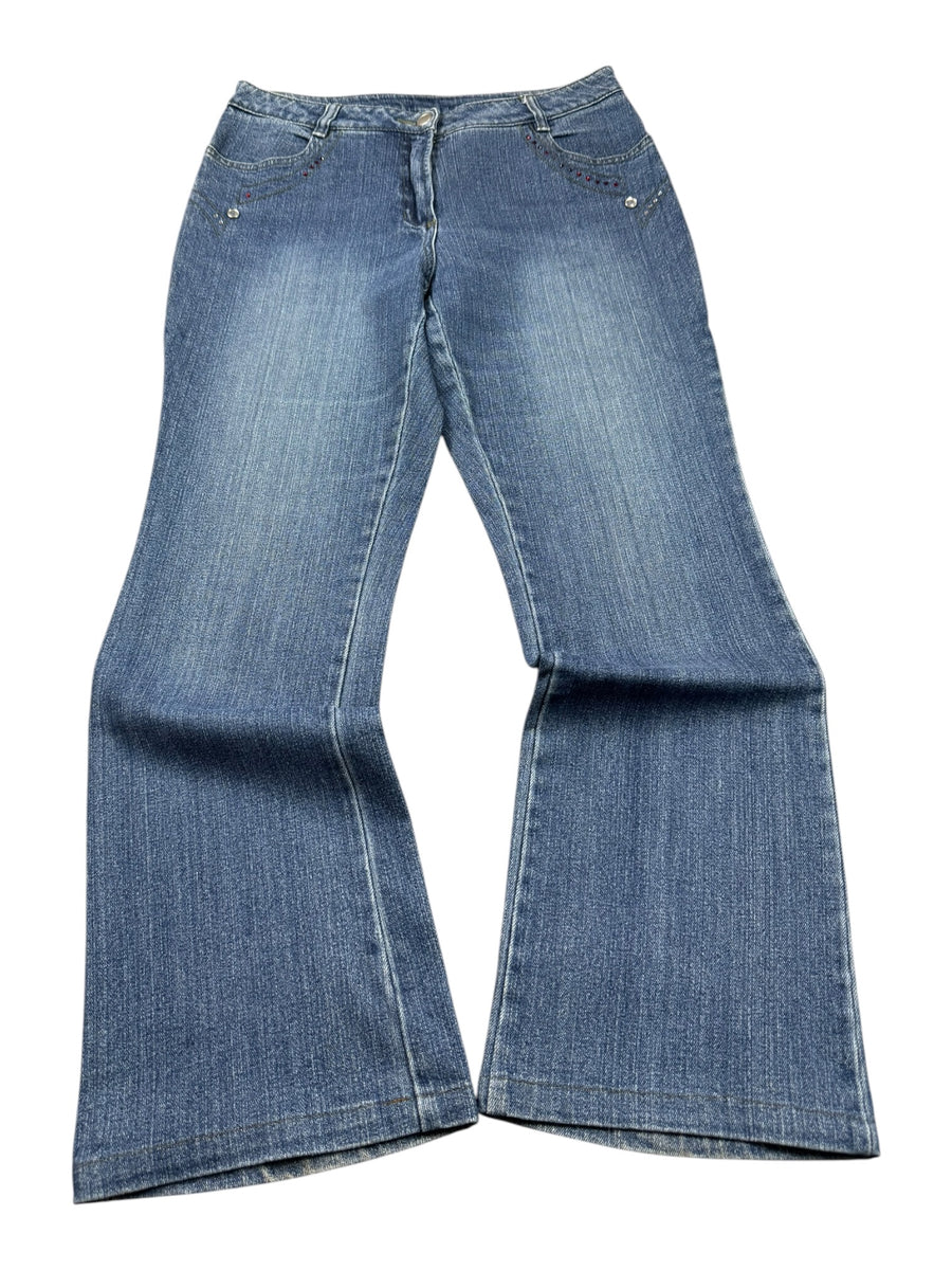 Blue Motion Strass Vintage Schlagjeans Damen Blau M