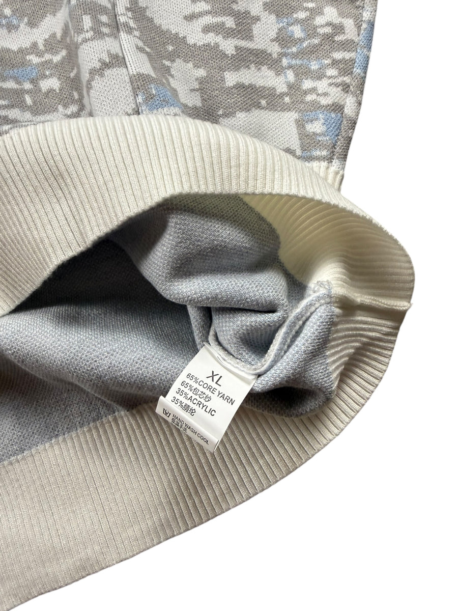 Cityscape Jacquard Vintage Sweater Herren Grau Blau XL