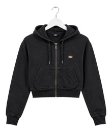 Dickies Logo Cropped Zip Hoodie Damen Schwarz Größe XS