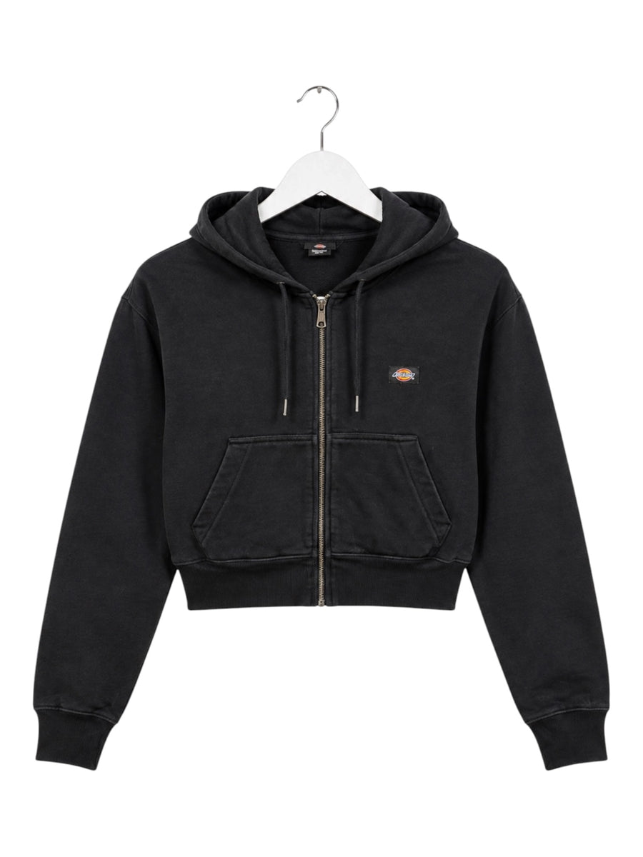 Dickies Logo Cropped Zip Hoodie Damen Schwarz Größe XS