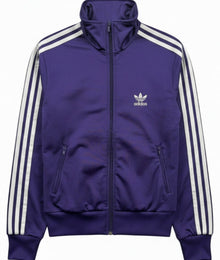 VBYC Adidas Vintage Damen Trainingsjacke in Lila mit weißen 3-Streifen und Reißverschluss