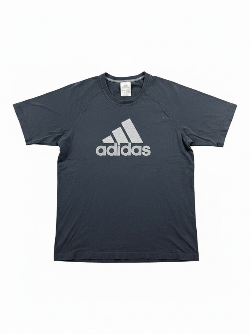 VBYC Adidas Vintage T-Shirt für Herren in Grau mit großem Logo-Print auf der Brust