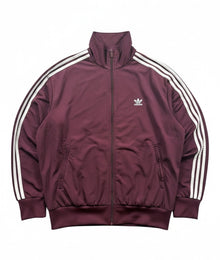 VBYC Adidas Vintage Trainingsjacke in Burgunderrot mit weißen 3-Streifen und Reißverschluss