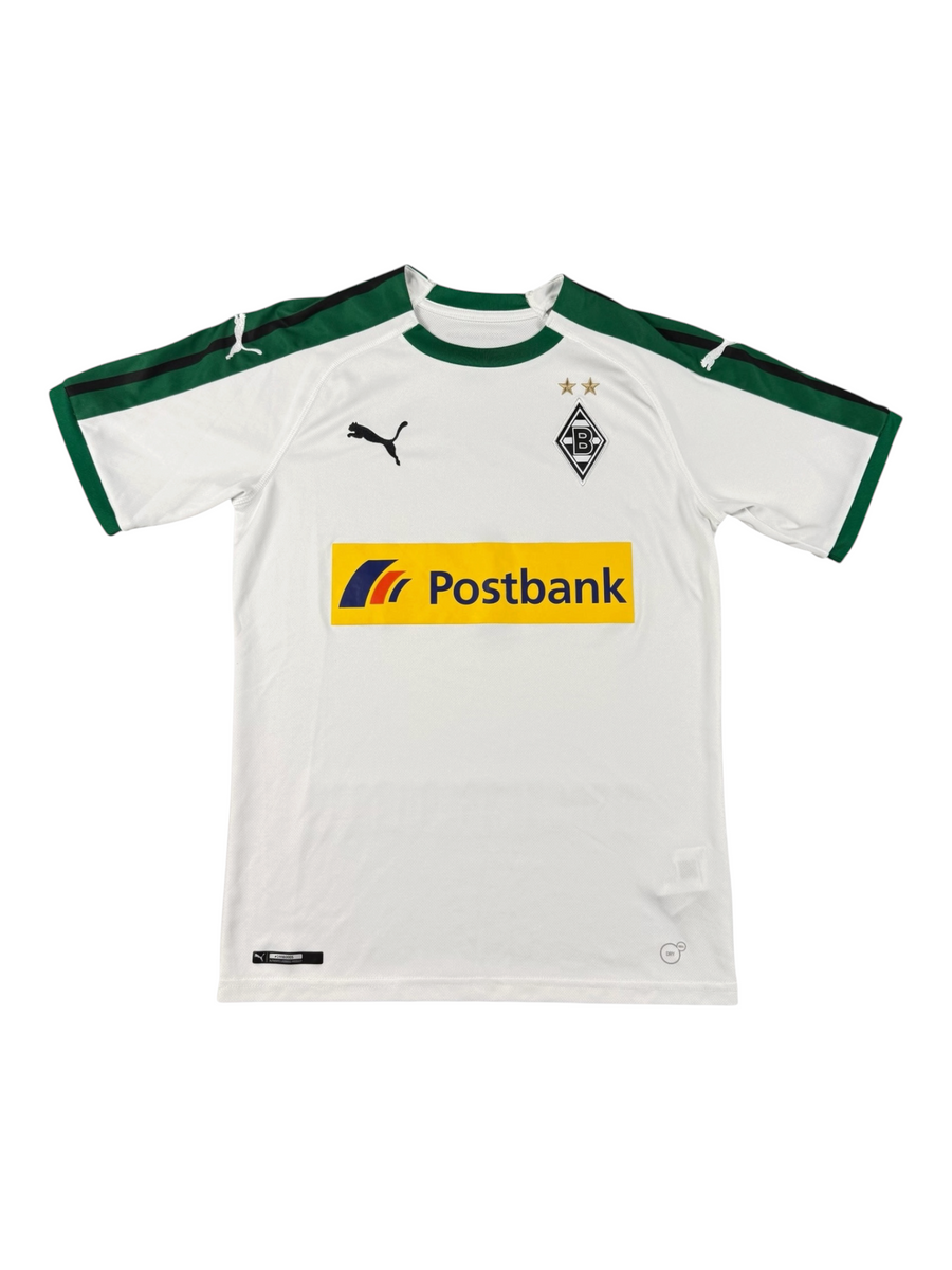 VBYC Borussia Mönchengladbach PUMA Heimtrikot in Weiß mit grünen Details, Vereinswappen und Postbank-Sponsorenlogo