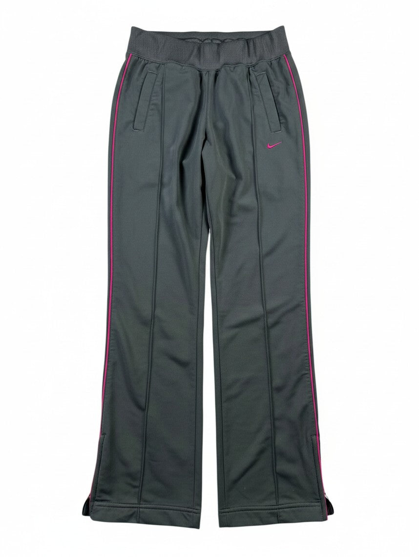 VBYC Vintage Nike Damen Trackpants in Grau mit pinken Paspeln und gesticktem Logo
